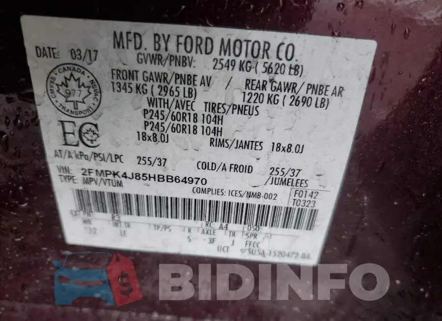 2FMPK4J85HBB64970 Photo# 13