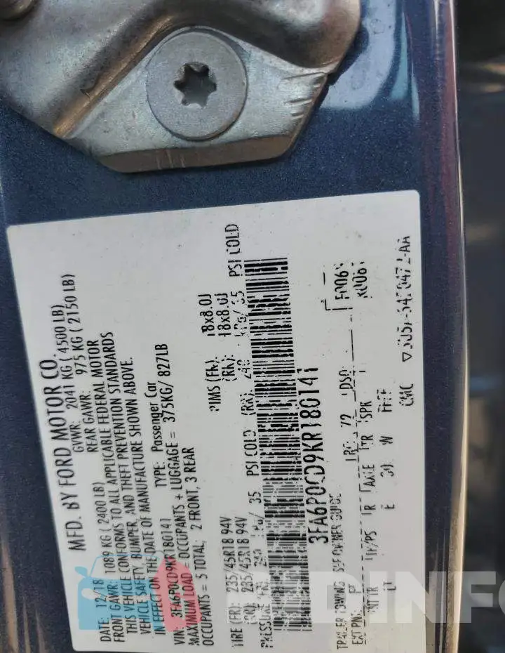 3FA6P0CD9KR180141 Photo# 12
