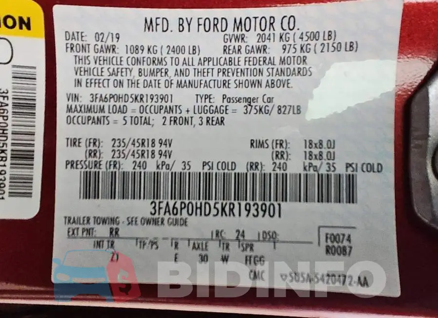 3FA6P0HD5KR193901 Photo# 12