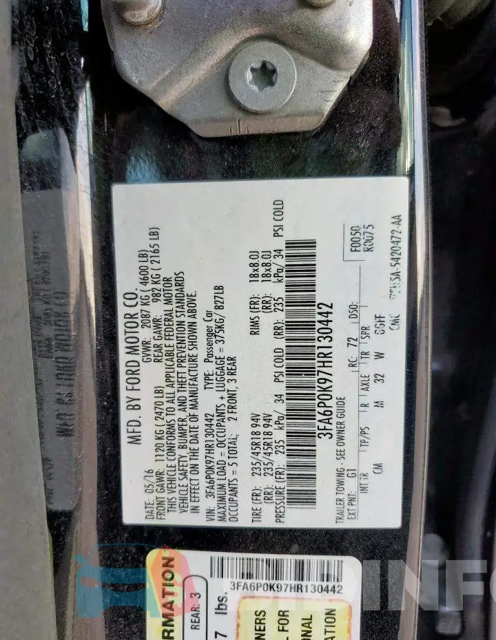 3FA6P0K97HR130442 Photo# 12