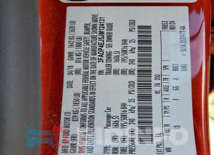 3FADP4EJ5JM124131 Photo# 12