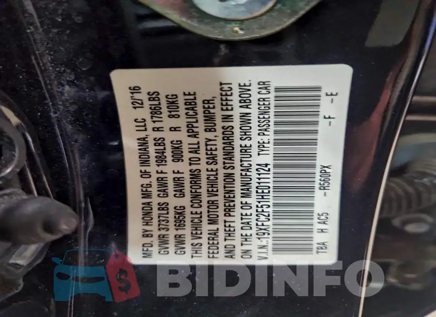 19XFC2F51HE011124 Photo# 12