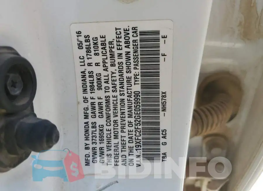 19XFC2F52GE059990 Photo# 13
