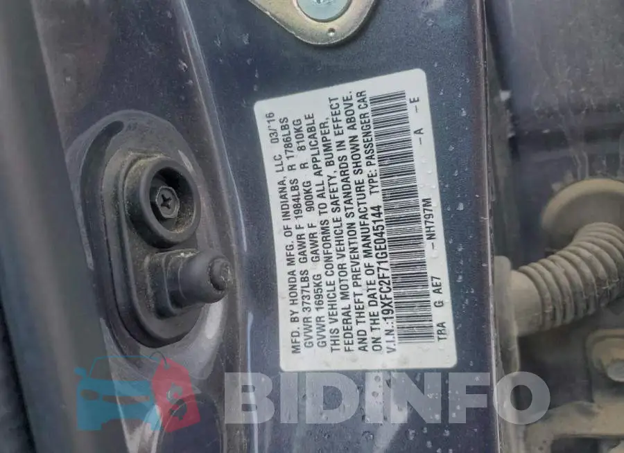 19XFC2F71GE045144 Photo# 12