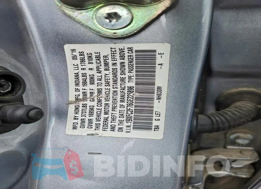 19XFC2F76GE225896 Photo# 12