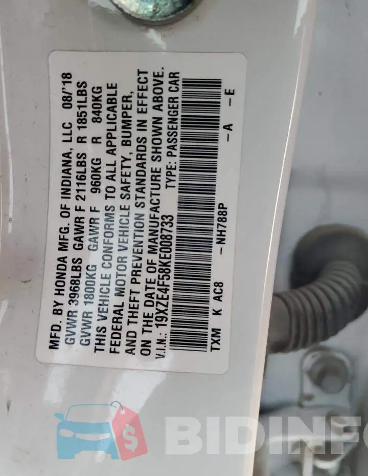 19XZE4F58KE008733 Photo# 12