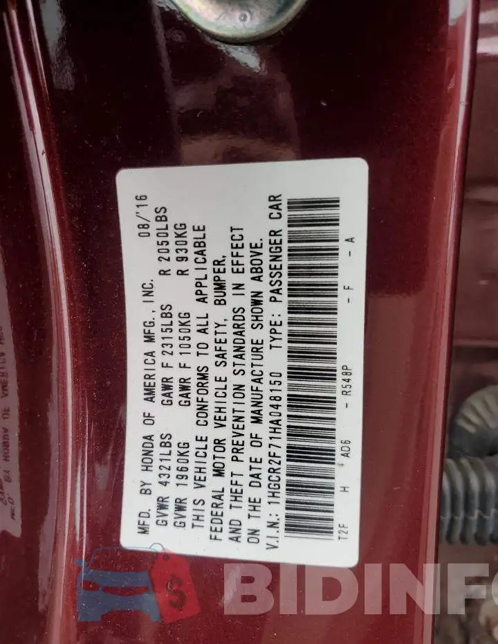 1HGCR2F71HA048150 Photo# 13