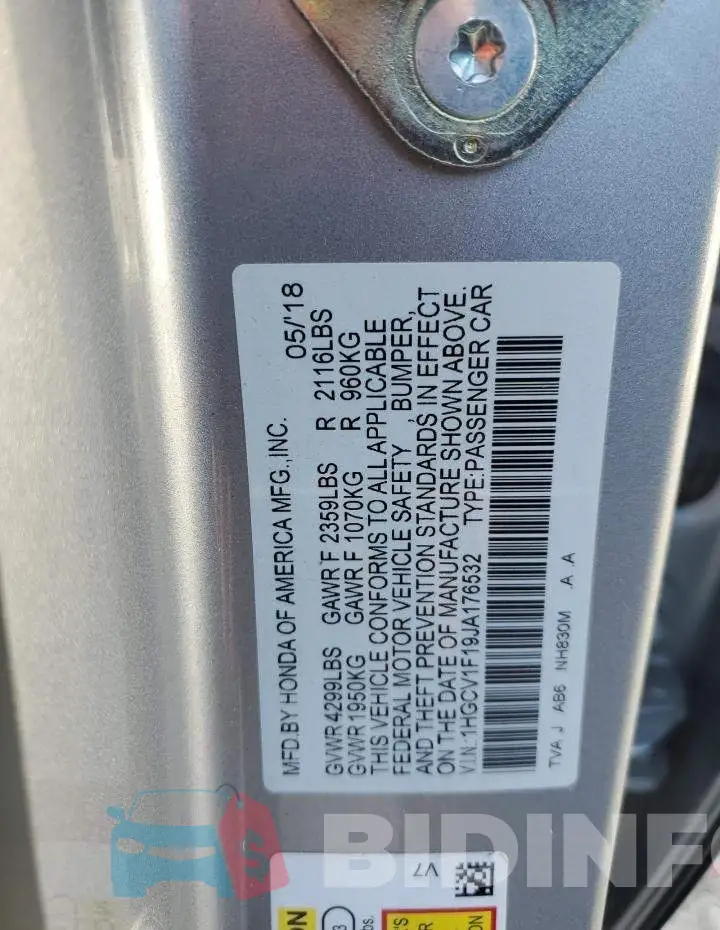1HGCV1F19JA176532 Photo# 13