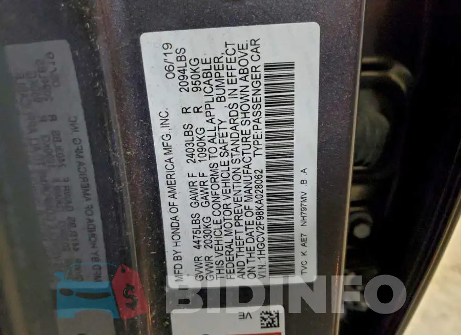 1HGCV2F98KA028062 Photo# 12