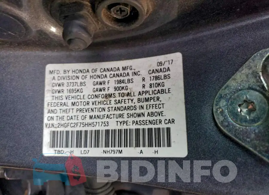 2HGFC2F75HH571753 Photo# 12