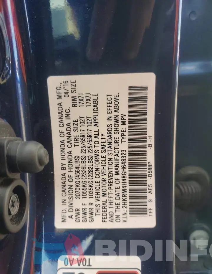 2HKRM4H48GH648323 Photo# 13