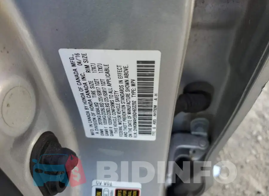 2HKRM4H59GH652292 Photo# 13