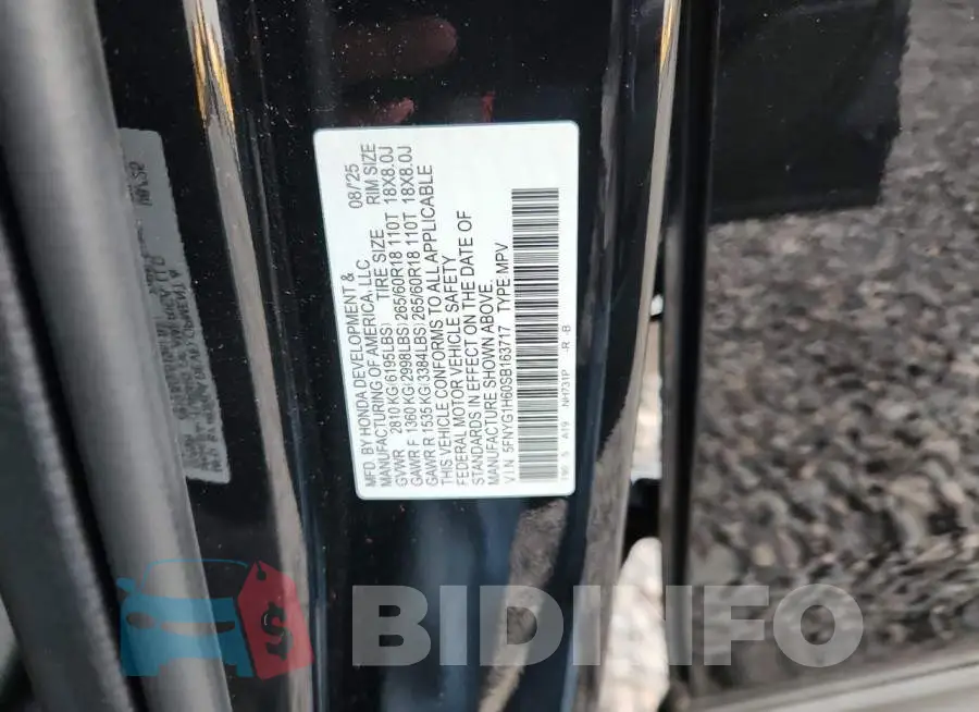 5FNYG1H60SB163717 Photo# 13