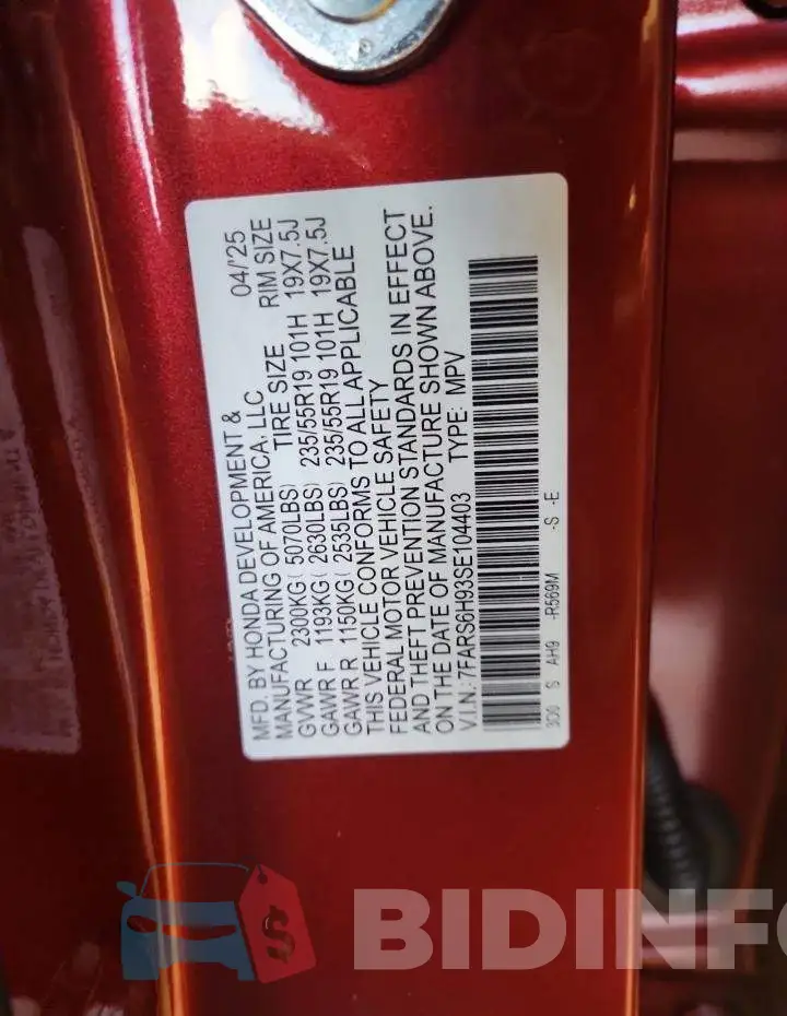 7FARS6H93SE104403 Photo# 13