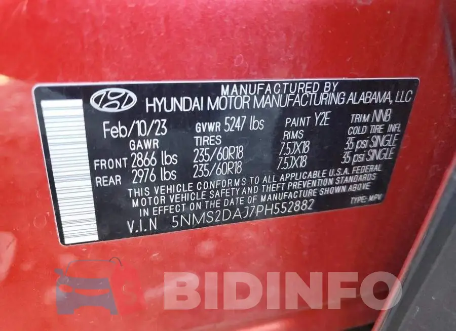 5NMS2DAJ7PH552882 Photo# 14