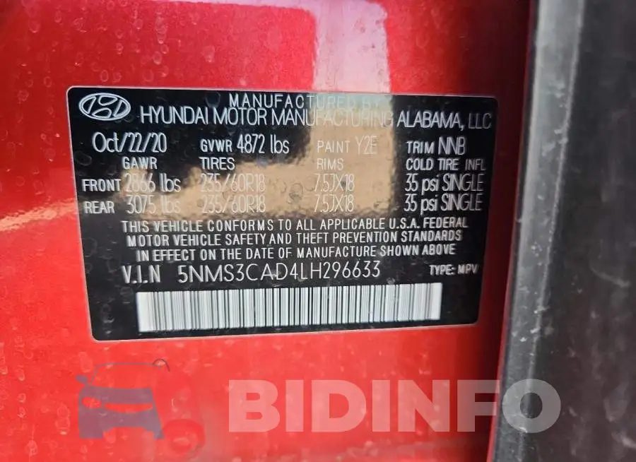 5NMS3CAD4LH296633 Photo# 13