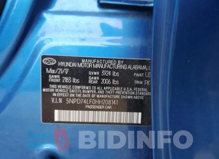 5NPD74LF0HH208141 Photo# 12