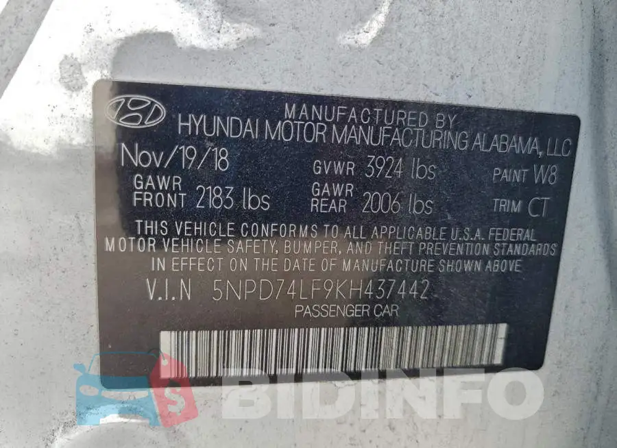 5NPD74LF9KH437442 Photo# 12