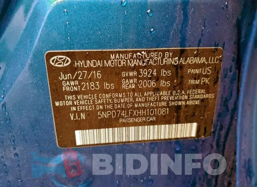 5NPD74LFXHH101081 Photo# 13