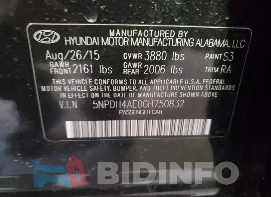 5NPDH4AE0GH750832 Photo# 12