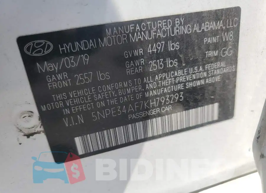 5NPE34AF7KH793293 Photo# 13