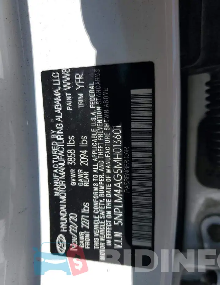 5NPLM4AG5MH013601 Photo# 12