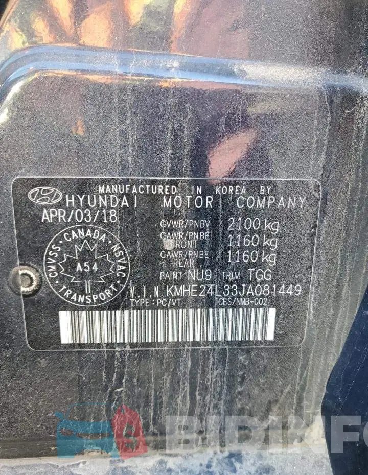 KMHE24L33JA081449 Photo# 12