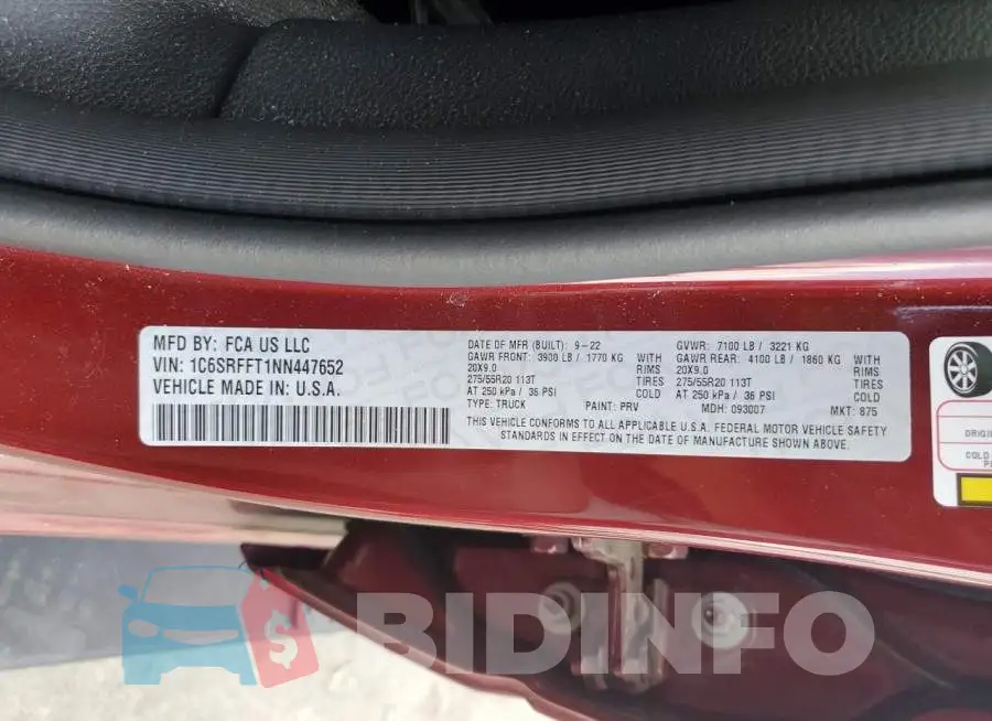 1C6SRFFT1NN447652 Photo# 12