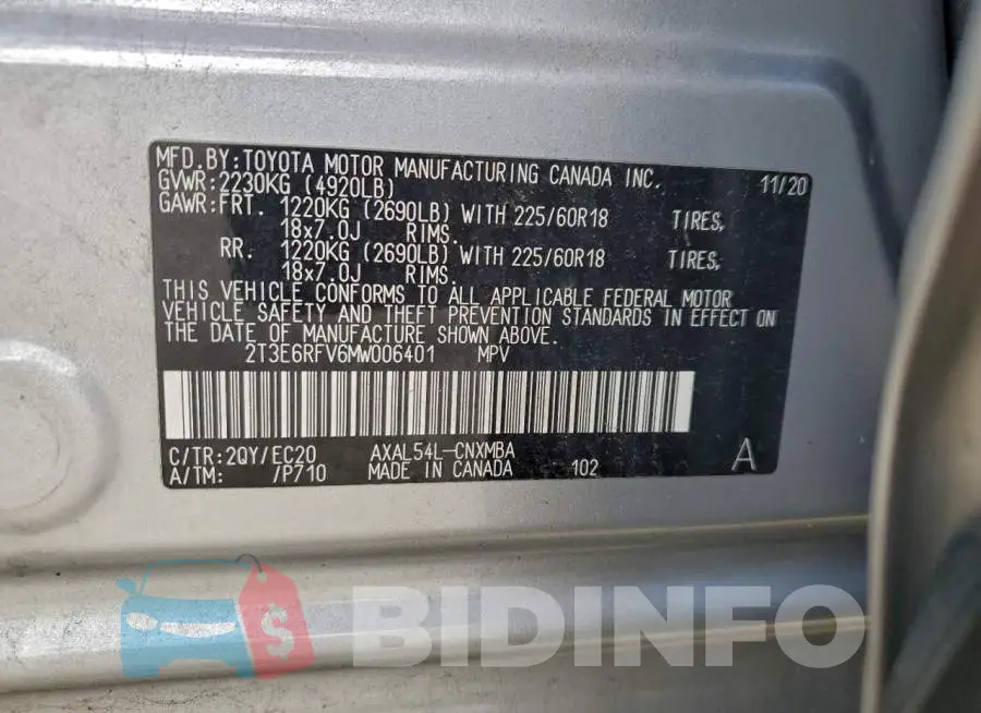 2T3E6RFV6MW006401 Photo# 14