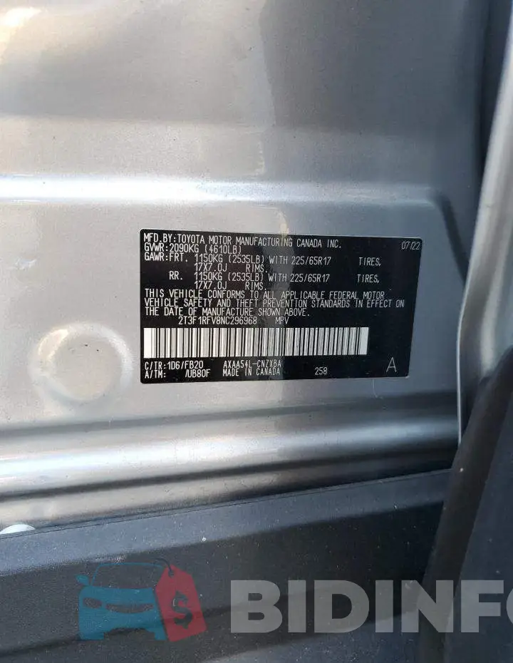 2T3F1RFV8NC296968 Photo# 12