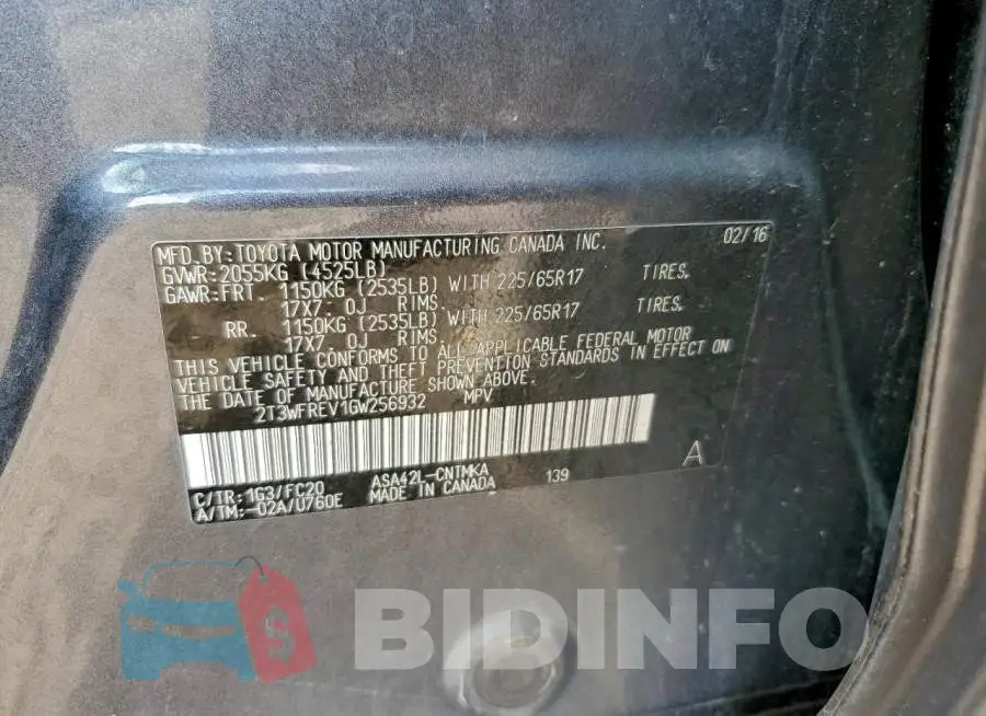 2T3WFREV1GW256932 Photo# 14