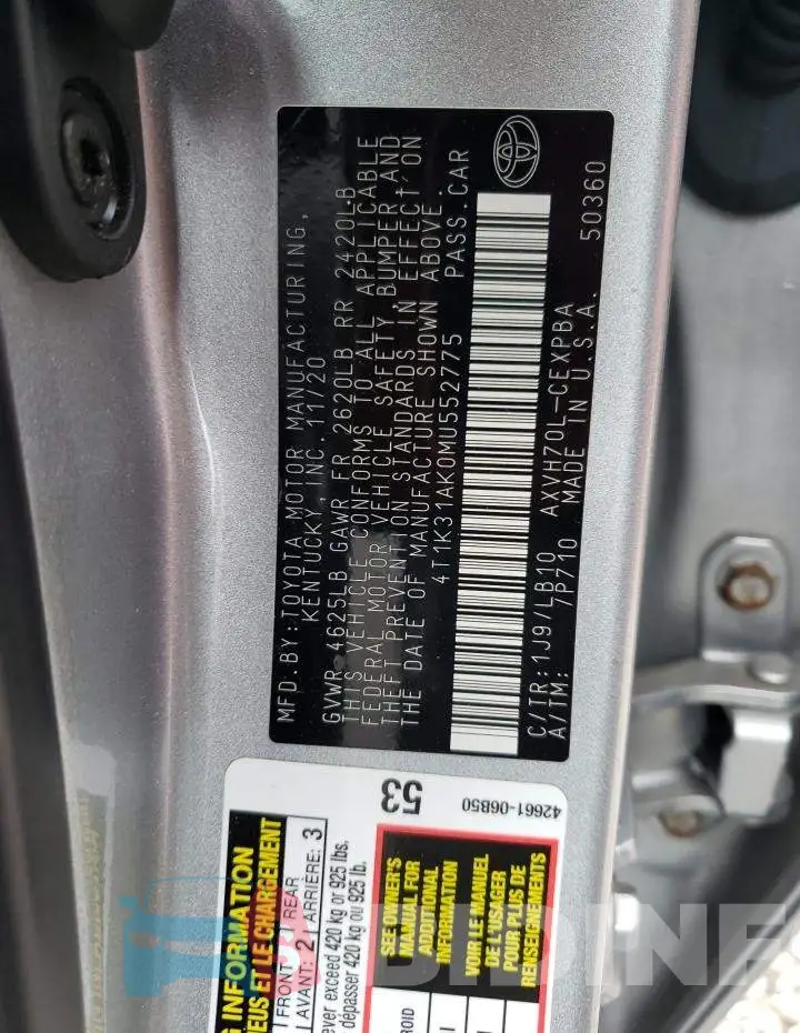 4T1K31AK0MU552775 Photo# 12