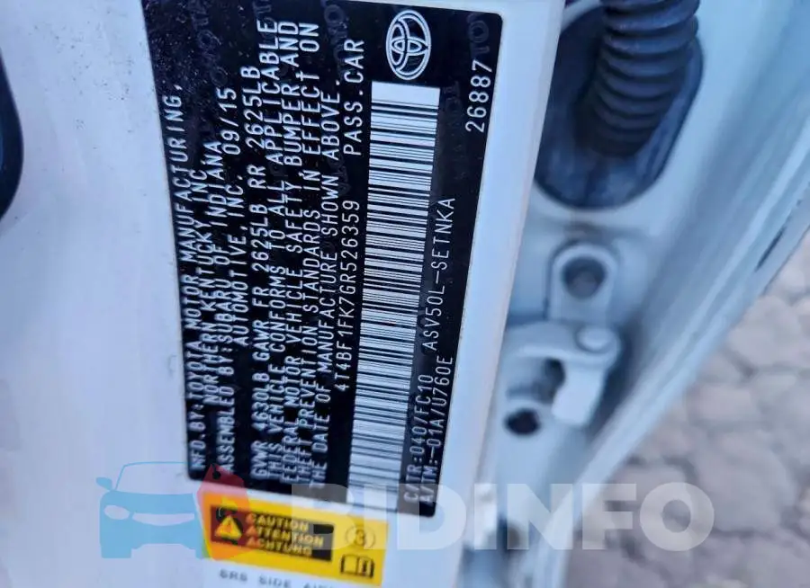 4T4BF1FK7GR526359 Photo# 13