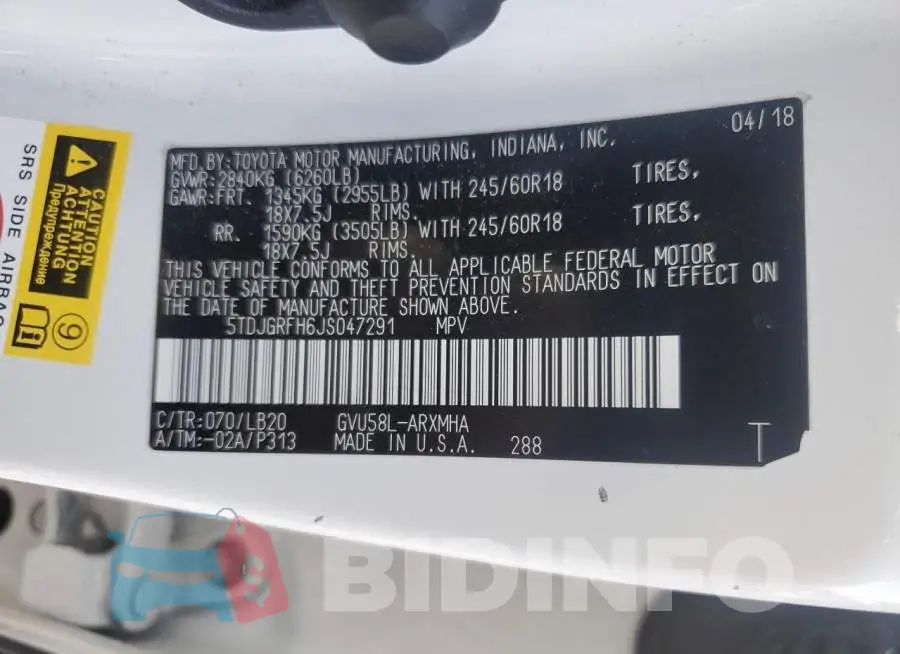 5TDJGRFH6JS047291 Photo# 14