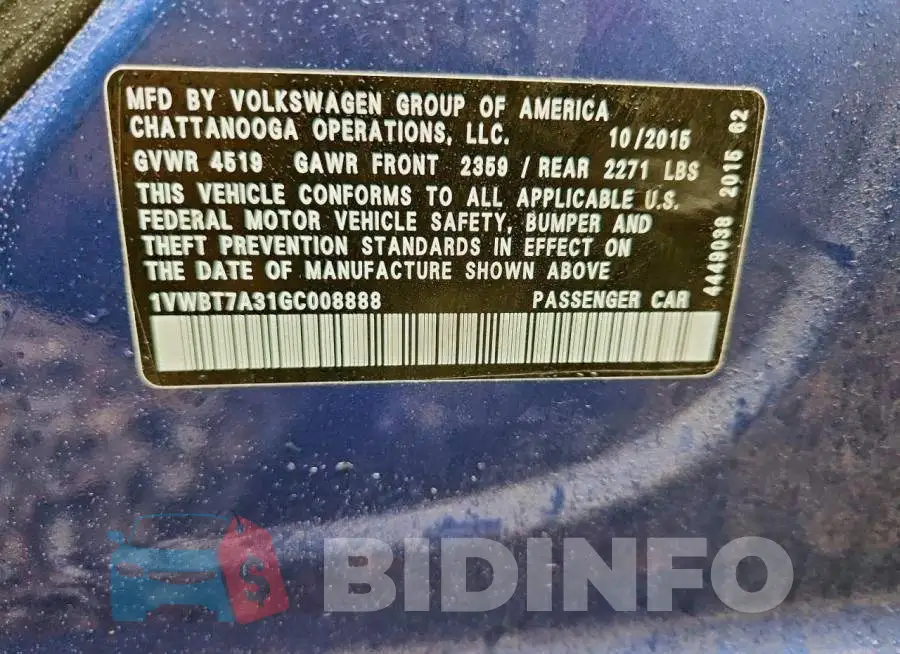 1VWBT7A31GC008888 Photo# 12