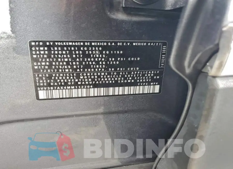 3VV3B7AX4MM112204 Photo# 13