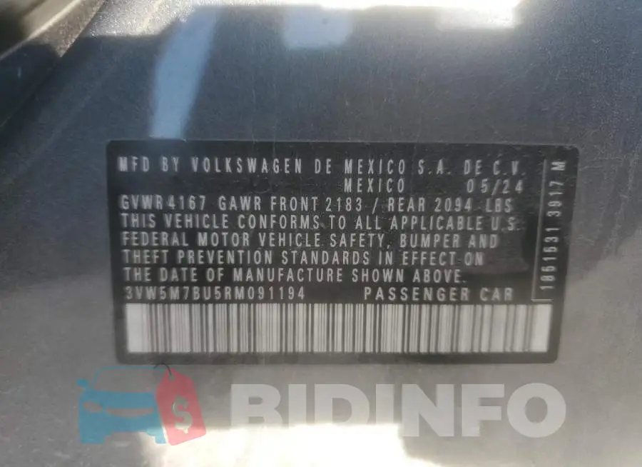 3VW5M7BU5RM091194 Photo# 13