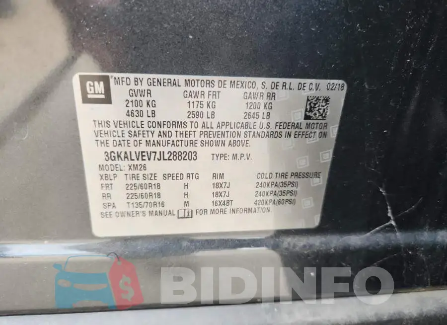 3GKALVEV7JL288203 Photo# 12