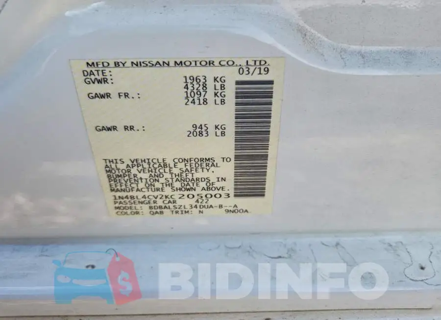 1N4BL4CV2KC205003 Photo# 13