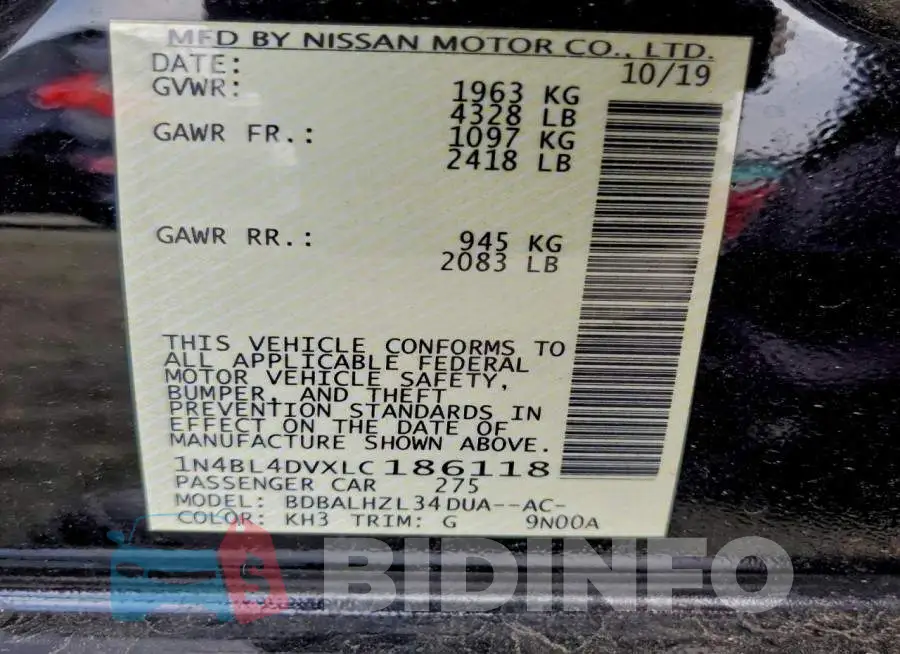 1N4BL4DVXLC186118 Photo# 12