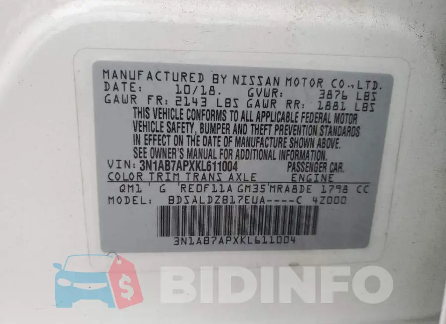 3N1AB7APXKL611004 Photo# 12