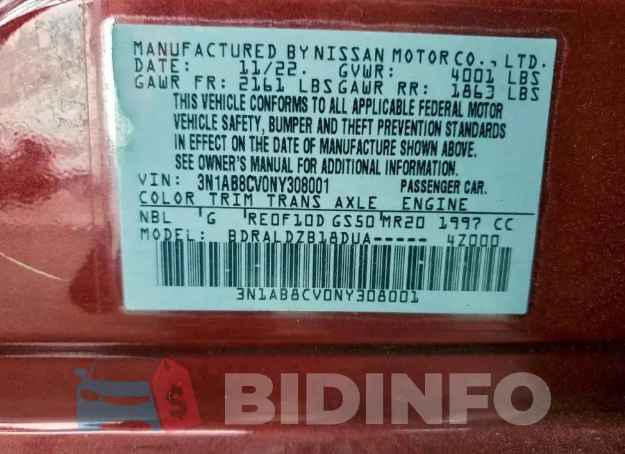 3N1AB8CV0NY308001 Photo# 13