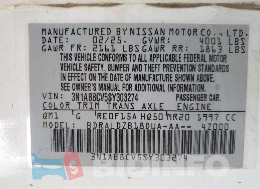3N1AB8CV5SY303274 Photo# 12