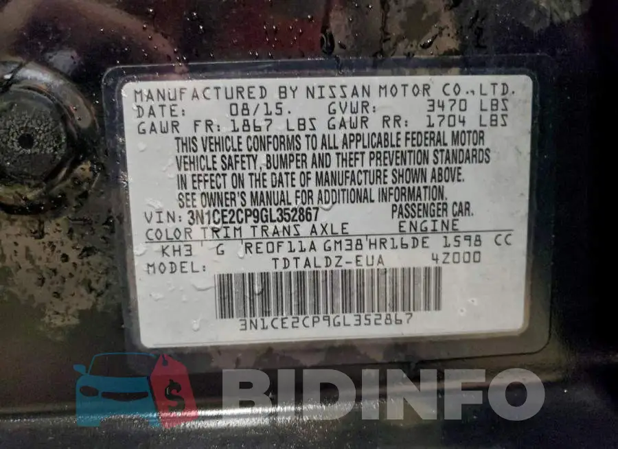 3N1CE2CP9GL352867 Photo# 13