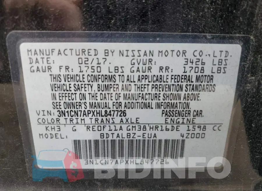 3N1CN7APXHL847726 Photo# 12