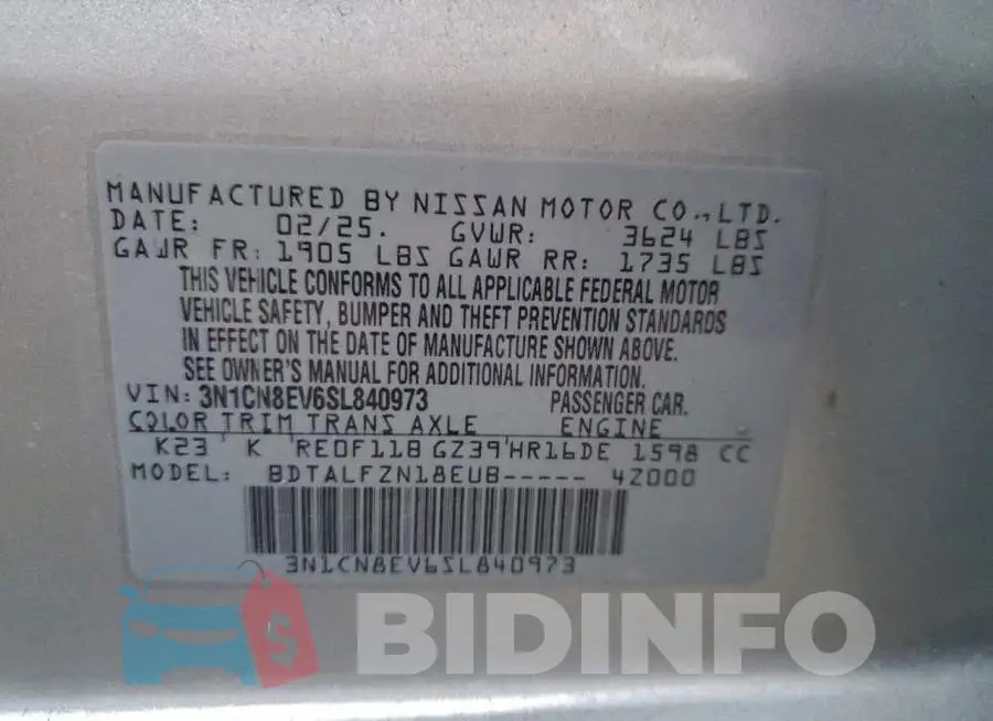 3N1CN8EV6SL840973 Photo# 12