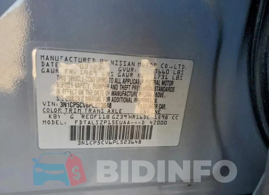 3N1CP5CV6PL523648 Photo# 13
