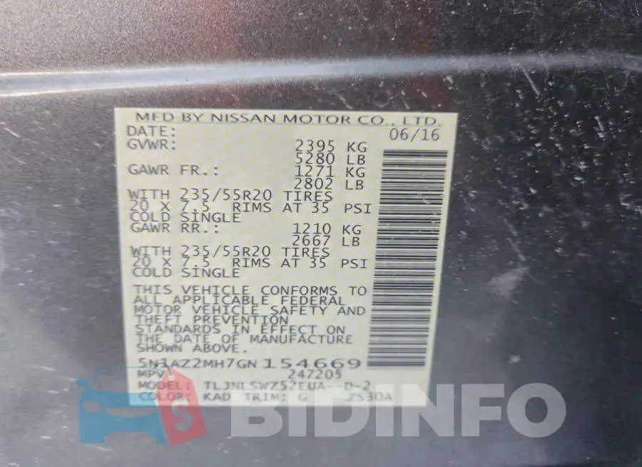5N1AZ2MH7GN154669 Photo# 13