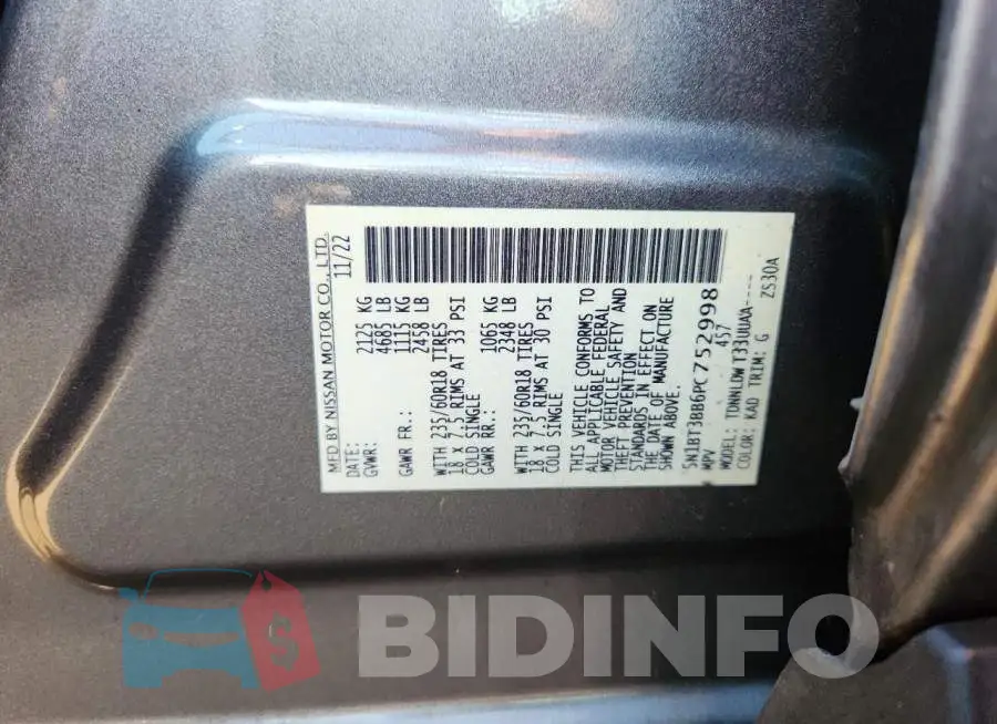 5N1BT3BB6PC752998 Photo# 13