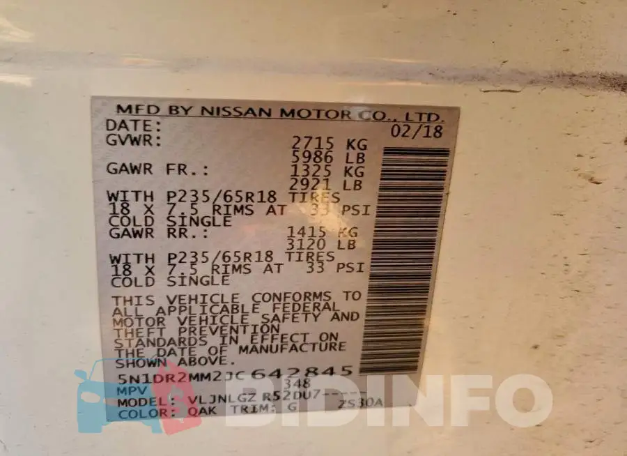 5N1DR2MM2JC642845 Photo# 13